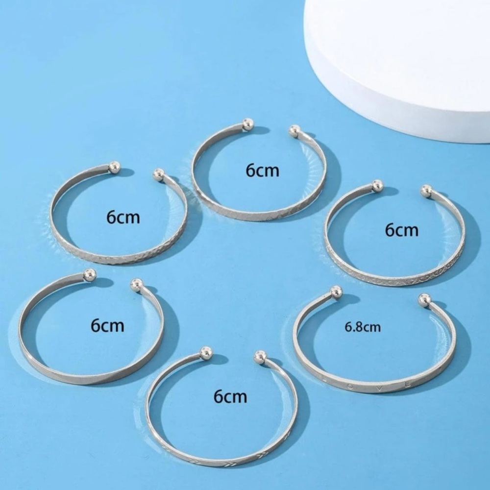 7pcs/set Textured Cuff Bangle - Picture 3 of 3
